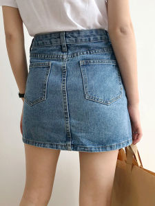 High Waist Denim Skirt Womens Summer New Arrival Plus Size Slightly Oversized Girls Slim Looking Small A- line Sheath Short Skirt Fashion