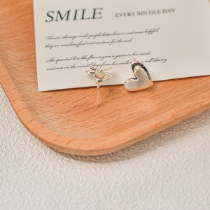 Silver Plated Plastic Heart Shaped Earrings Anti Allergy Versatile Simple Fashionable Ear Jewelry for Girls Carvejewl Brand