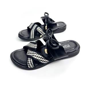 BY BONCY Sandal Platform Wanita Terbaru Kekinian Gaya Korean Style Motif Tali pita