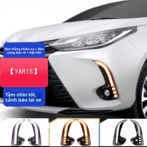 2 Đèn LED Chạy Ban Ngày 12V Với Đèn Xi Nhan Màu Vàng Động Cho Toyota Yaris Vios 2020-2022 Chống Nước Bền Kèm Bộ Dụng Cụ Lắp Đặt