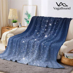 BILIBILI | sparkling stars blue Flannel Blanket Warm Soft Halloween Christmas Decorative Couch Warm Cozy All-Season Gift