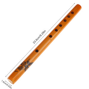 EELHOE | 【1Pc Chinese Traditional 6 Holes Bamboo Flute Vertical Clarinet Student Musical Instrument Wooden Color Flute For Beginner】