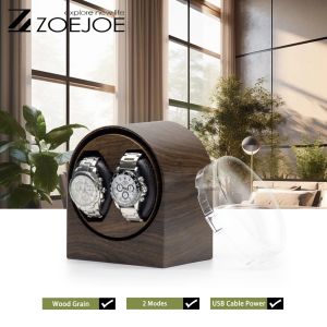 ZOEJOE Automatic Watch Winder Wood Grain Color Usb Cable Supply Low Noise Flexible Pillow For Universal Watch Gifts For Friends