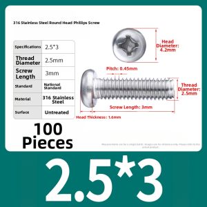 BAIRUITE | Cross Head Flat Countersunk Screws M2 M3 M4 M5 M6 M8