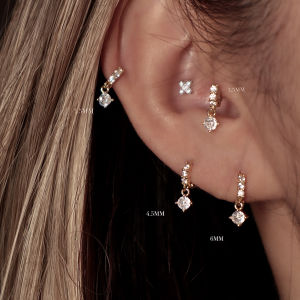 3.5mm Single Mini Ear Nail Sleep without Picking Sterling Silver Zircon Small Ear Ring Side Ear Bone Ring Edge Ear Screen Nail