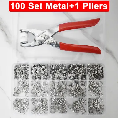 100 Sets Snap Pliers Automatic Grommet Eyelet Pliers Five-Claw Snap Button Plier For Installing Clothes Bag Sewing And DIY Craft