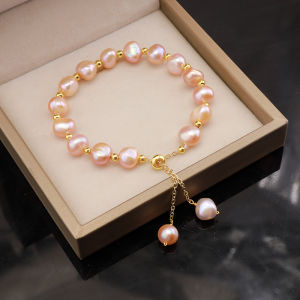 Natural water Pearl Bracelet Womens Baroque Irregular Pearl String Adjustable Luxury Sensation Pull-out Style Bracelet