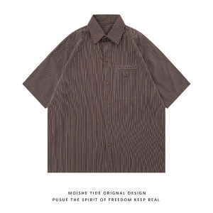 Loose Fit Short Sleeve Casual Shirt for Men And Women Summer Vintage Collar Couples Shirt Button Decoration Cotton Fabric