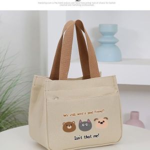 Túi Vải Canvas Có Khóa Kéo Đựng Đồ Dùng Hàng Ngày Cho Người Đi Làm Túi Đựng Cơm Trưa Dung Tích Lớn Túi Xách Nhỏ Thời Trang