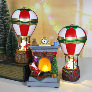 Christmas Glowing Ornaments Santa Claus Snowman Fireplace Resin LED Night Light Christmas Decoration Holiday Kids Toys Gift