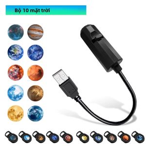 Đèn LED Chiếu Hình Mặt Trăng Đèn Ngủ USB Cho Phòng Ngủ Tiệc Trang Trí Ngày Lễ Trần Tường Khí Quyển Màu Đen