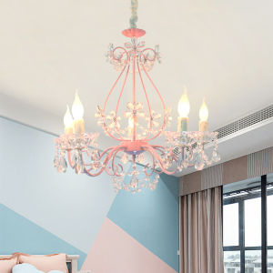 Pastoral Pink Girly Bedroom Crystal Lamp European Style Childrens Princess Room Romantic Scandinavian Living Room Dining Room Accessible Luxury Chandelier