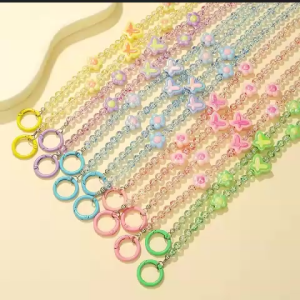 New 120cm Colorful Butterfly & Flower Acrylic Beaded Phone Lanyard Anti-Loss Crossbody Strap