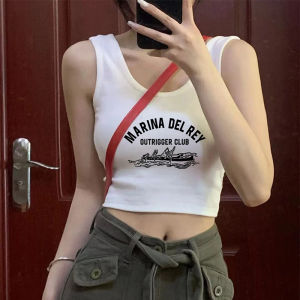 ผ้าฝ้ายสลิง Camisole เสื้อสั้นสําหรับผู้หญิงหวานเผ็ดฤดูร้อนออกแบบใหม่มาถึงไม่มีแขนสีขาวสบายๆเสื้อผ้าทํางาน