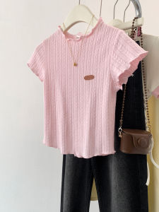 YIFENGXIN | Floral Edge Short Sleeve Thin Ice Silk Womens Summer T-Shirt