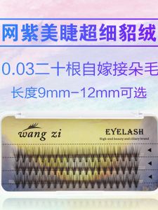 Ultra Soft Fox Fur False Eyelashes Self-Grafting 20 Pieces Plastic Black Stem Easy to Use Natural Looking Artificial Fibre