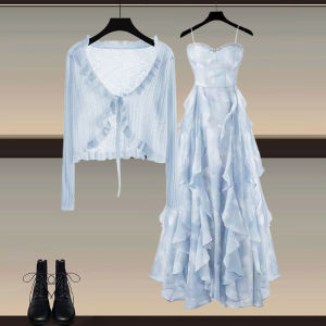 YINGKETUO | French Style New Resort Asymmetric Knitted Sweater & Dress