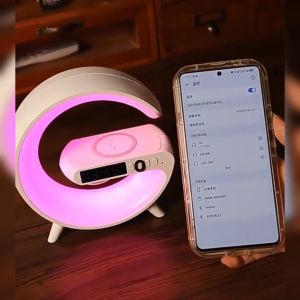 Mini Speaker Bluetooth Jam Alarm Digital Wireless Charger Lampu Malam Pintar Multifungsi Music Box