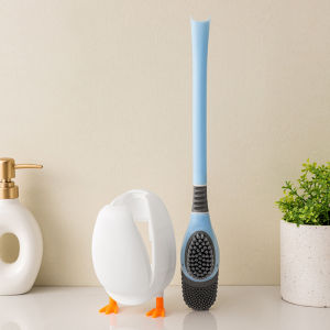 Home Use Toilet Brush with Suction Cup No Dead Angle Wall Mounted Cleaning Special Scale Removal Bathroom Brush Flat Shape