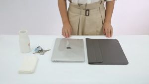 Laptop Stand Bag Leather Sleeve Case Stand portable foldable case office Tablet Cover (2in1)