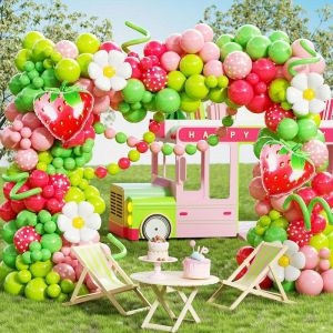 145pcs Strawberry Balloon Garland Arch Kit Suitable for Wedding Birthday Party Anniversary Indoor and Outdoor Decoration