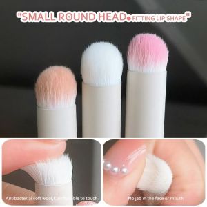 New Upgrade Portable Round Head Lip Brush Carry Lipstick Brush with Case Makeup Brush