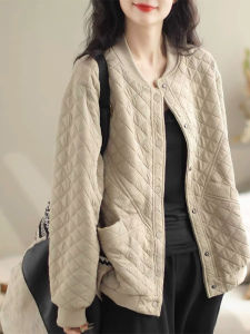 WANGGONGZHU | Retro Lightweight Cotton Jacket Women Spring Autumn 2025 New Diamond Large Size Art Loose Casual Baseball Shirt Top