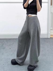 Grey Wide Leg Pants Womens Casual Loose High Waist Slimming Trousers Versatile Comfortable High Sensation Channel Goods