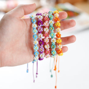 Vòng Tay Dệt Dây Thừng Hoa Cúc Nhỏ DIY Vật Liệu Gói Quà Tặng Tự Làm Cho Cặp Đôi Vòng Tay Thủ Công Dây Thừng Dệt