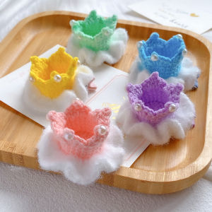Handmade Crochet Crown Duckbill Clip Baby Birthday Hat Top Clip Hair Accessories Pure Sweet Dopaamine New Style  Design