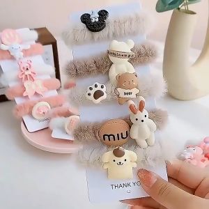 Gratis Ongkir - Scrunchie Bulu Lucu / Kunciran Rambut Bulu Karakter Lucu Fashion Anak Perempuan