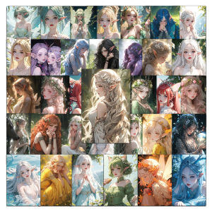 Bộ Hình Dán Anime Elf Girl - 10/30/50 Miếng Dán Hoạt Hình Mộng Mơ Thẩm Mỹ Cho Bình Nước Điện Thoại Hành Lý Trang Trí Graffiti Dễ Thương