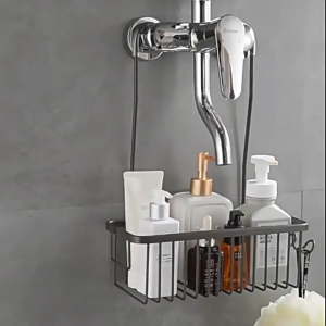 Homepeas® Bathroom Shower Rack Without Drilling Aluminium Basket Storage Holder for Bathroom Bath Products Accessories