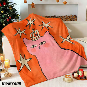Beast Kingdom | Pink cat with a crown Winter Summer Flannel Blanket Throw Fleece Soft Fuzzy Plush Cozy Fleece Blankets for Sofa Ideal Gifts