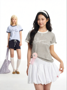 dangerouspeople | Striped Splicing Short Sleeve Cotton Slim Fit Womens T-Shirt