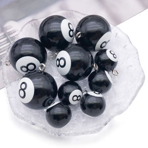 5/10 pcs Simulated Black 8-Ball Creative Resin Accessories DIY Bag Charms Billiard Keychain Pendants for Handmade Crafts.