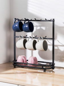 Black Iron Cup Storage Rack Desktop Mug Coffee Cup Display Stand Table Water Cup Multi-Layer Cup Holder