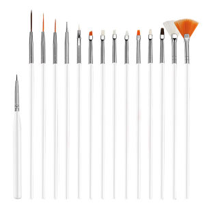 DUTRIEUX | 15/20Pcs Nail Art Brush Set Design Tip Painting Drawing Carving Dotting Pen FlatFan Liner Acrylic Gel UV Polish Manicure Tools