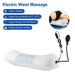 foreverLily Waist Massage Pillow with 4D Vibration for Back Pain Relief 4-Gear Heating & Wormwood Compress Adjustable Airbag for Office/Home/Car Use