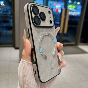 Large Window for Magsafe Phone Case for iPhone 17 Pro 16 15 14 Plus 13 Pro Max Magnetic PU Leather Cover with Camera Lens Film