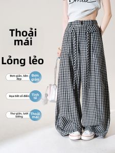 Retro Checker Loose Wide Leg Trousers
