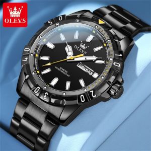 OLEVS Watches For Men Original 30M Waterproof Luminous Calendar Week Casual Fashion stainless steel strap business style