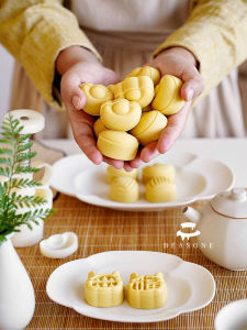Mini New Year Fortune Cookie Green Bean Cake Mooncake Mold Hand Pressed Guangdong Style Lucky Money Symbol Kitchen Baking Tool