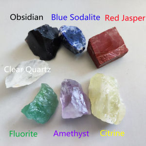 7 Món/bộ Bộ Đá Pha Lê Tự Nhiên - Đá Chữa Bệnh Bao Gồm Citrine Amethyst Thạch Anh Trong Suốt Jasper Đỏ Obsidian Fluorite Sodalite