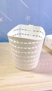 seeding  With Single Hook Rotating Storage Basket Wall Hanging Plastic Hollow Basket Rotatable Desktop Sundries Organizer Kitchen