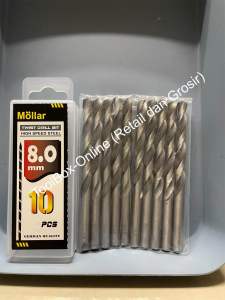 1 Pak (10 Pcs) Mata bor Besi HSS MOLLAR 8 mm