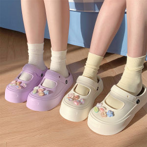 รองเท้าแตะส้นแบนลายการ์ตูนน่ารักสำหรับเด็กผู้หญิงในช่วงฤดูร้อน รองเท้าแตะแบบสวมหัว ทรง Mary Janes ส้นแบน สวมใส่สบาย