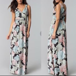 Floral print elegant long evening formal gown- US size: 6 12