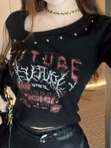 Áo Thun Dài Tay American Hot Bé Gái Pure Desire Style Cổ Chéo Áo Thun Nữ Dáng Ôm Ngắn Thiết Kế Mới Mùa Thu