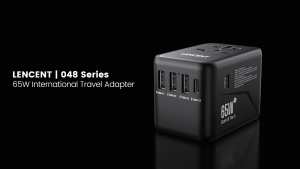 LENCENT Universal Travel Adapter GaN III 65W Fast Charging Worldwide Wall Charger with USB C and USB A International Travel Adaptor for China Japan Korea Philippines
